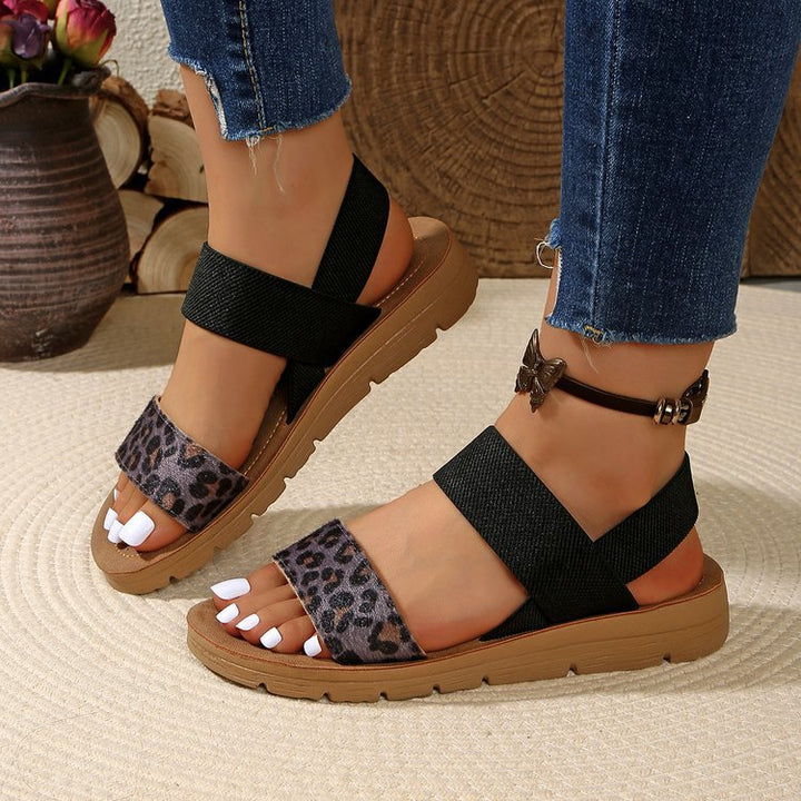 Leopard Accent Comfort Sandals