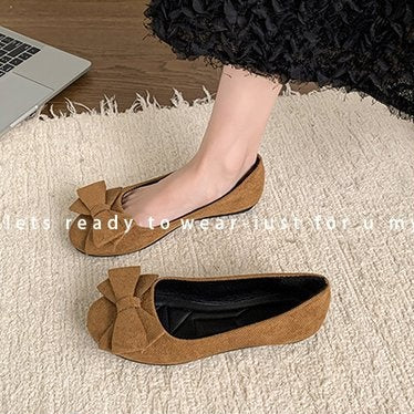 Suede Bow Soft Sole Flats