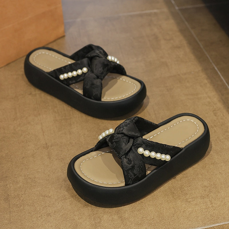 Pearl Platform Slide Sandals