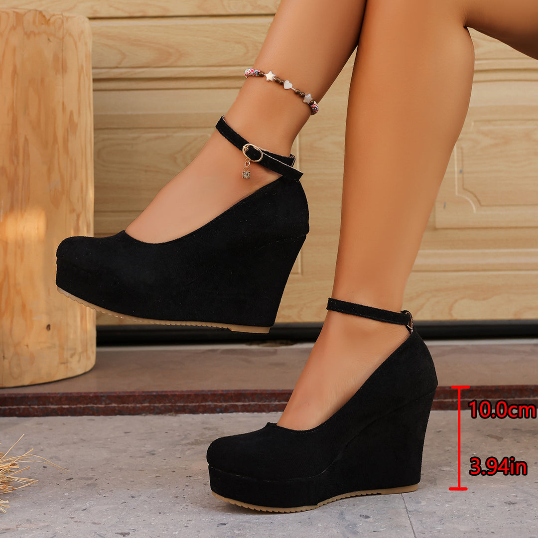 Suede Wedge Platform Pumps