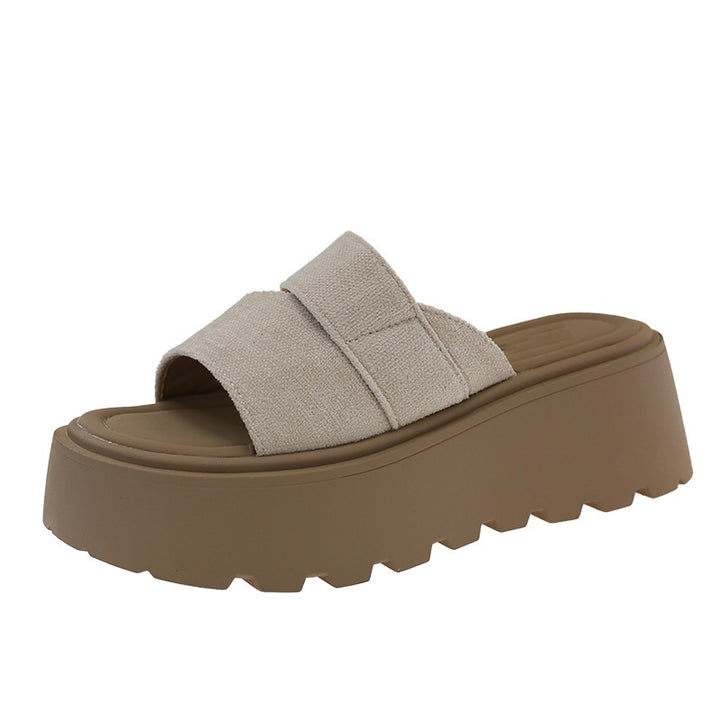 Platform Buckle Slide Sandals