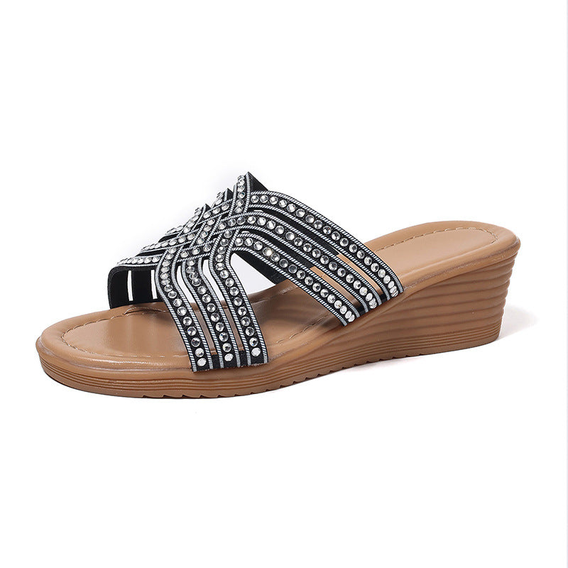 SUNKISSEDSTEP Women’s Rhinestone Wedge Slides (US 6–9.5)