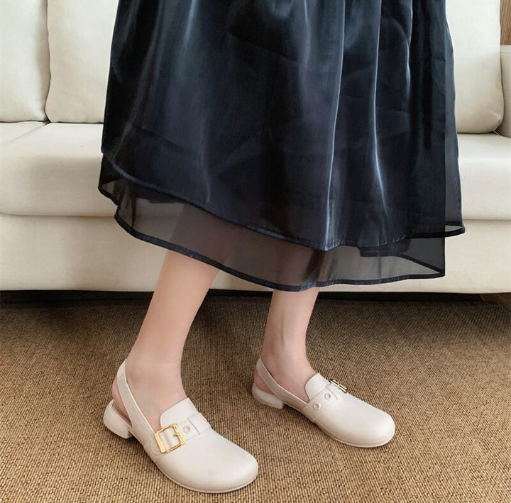 Elegant Buckle Back-Strap Flats