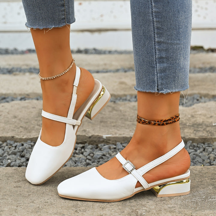 Pointed Toe Mary Jane Chunky Heels