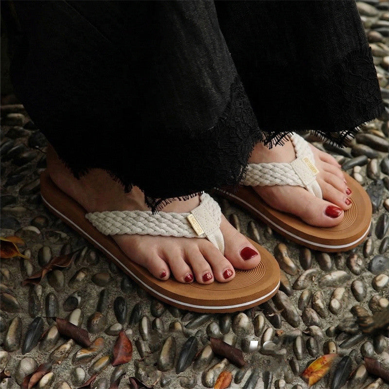 SUNKISSEDSTEP Women’s Coastal Weave Flip-Flop Sandals (US 6–8.5)