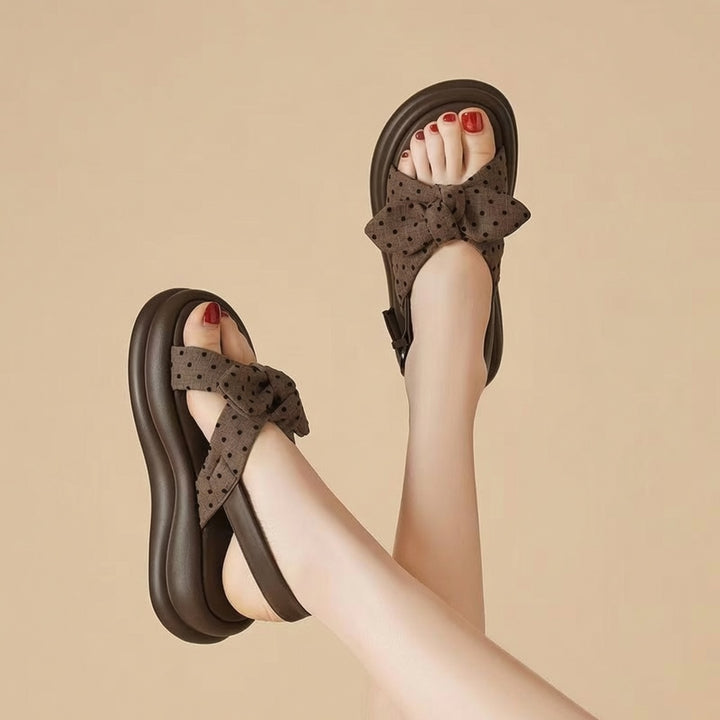 Polka Dot Bow Platform Sandals