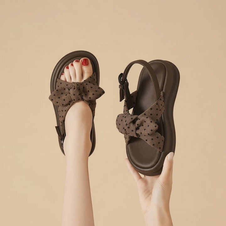 Polka Dot Bow Platform Sandals