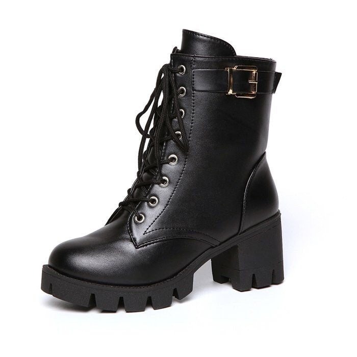 SUNKISSEDSTEP Women’s Lace-Up Platform Combat Ankle Boots