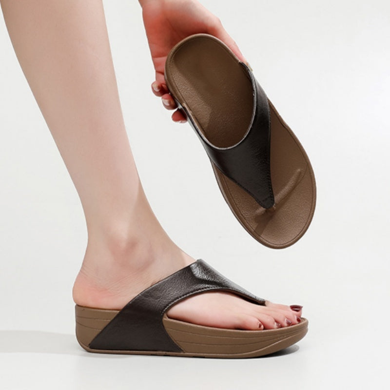 Candy Color Chunky Heel Flip-Flop Sandals