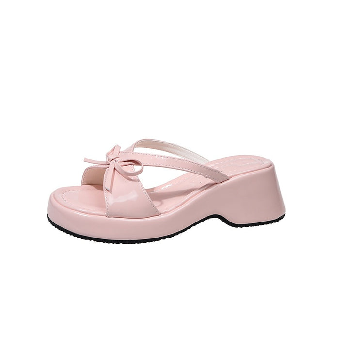 Bow Platform Slide Sandals