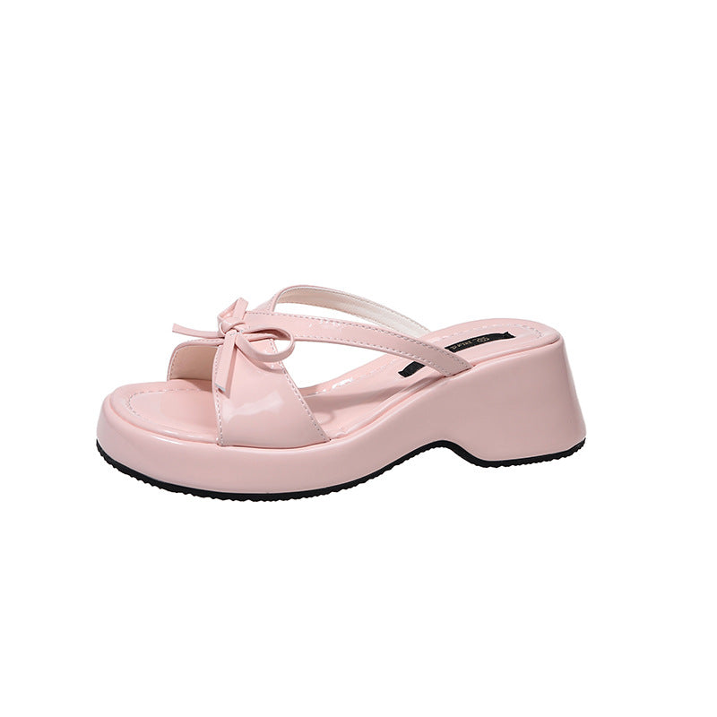 Bow Platform Slide Sandals