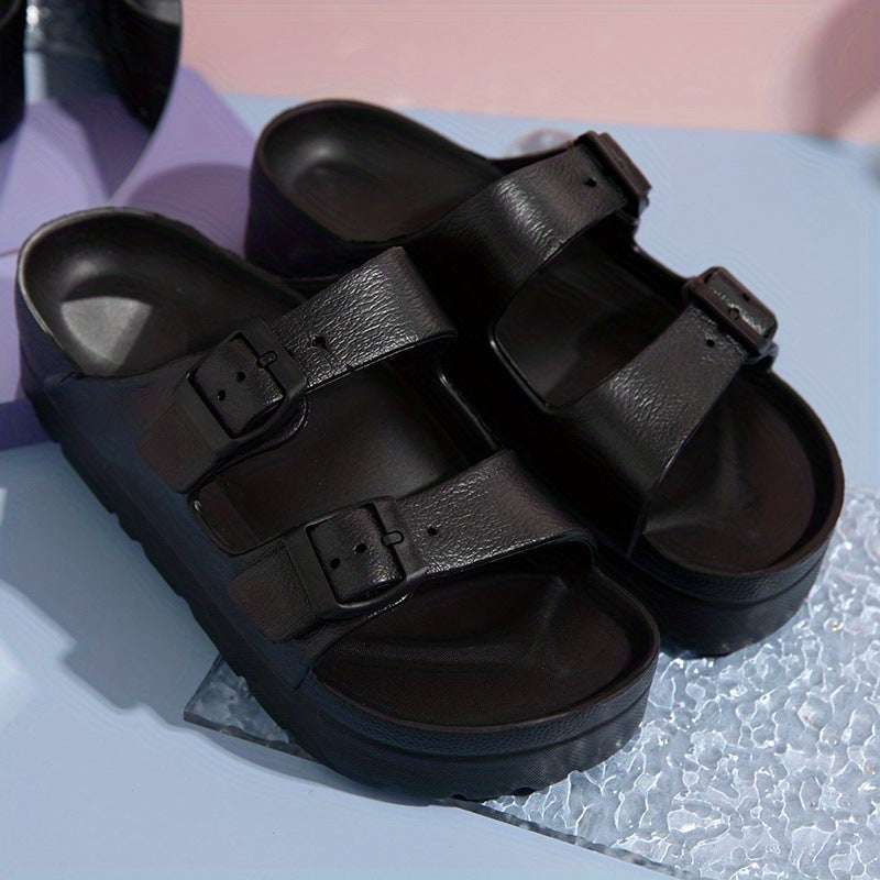 SUNKISSEDSTEP Women’s Double-Buckle Comfort Platform Sandals (US 6–8.5)