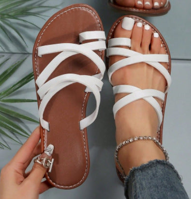 SUNKISSEDSTEP Women’s Coastal Cross-Strap Flip-Flop Sandals (US 6–9.5)