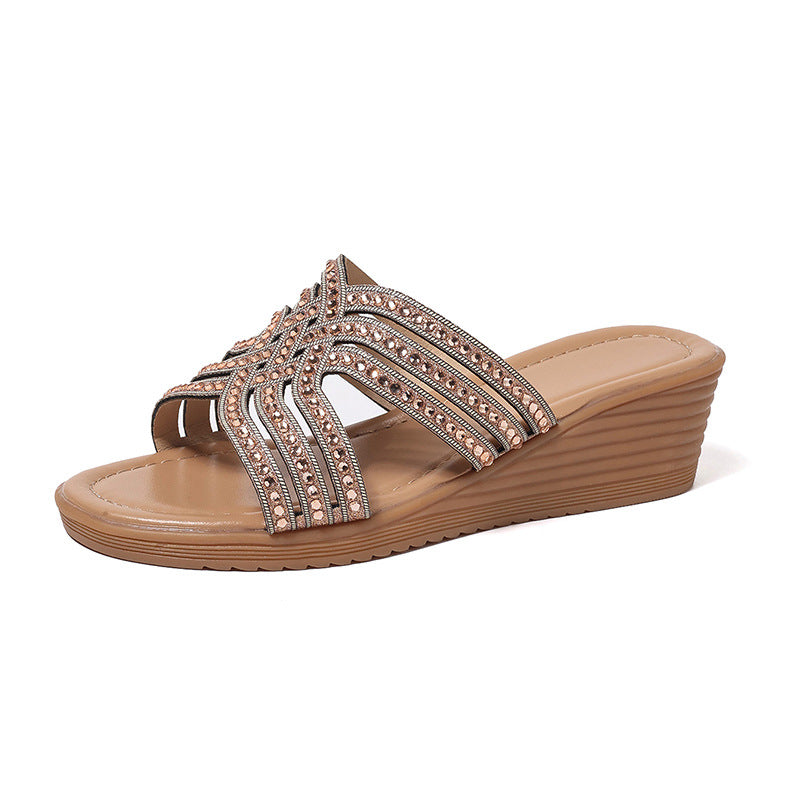 SUNKISSEDSTEP Women’s Rhinestone Wedge Slides (US 6–9.5)