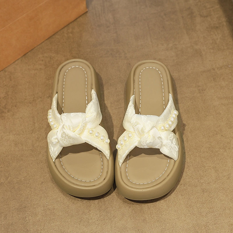 Pearl Platform Slide Sandals