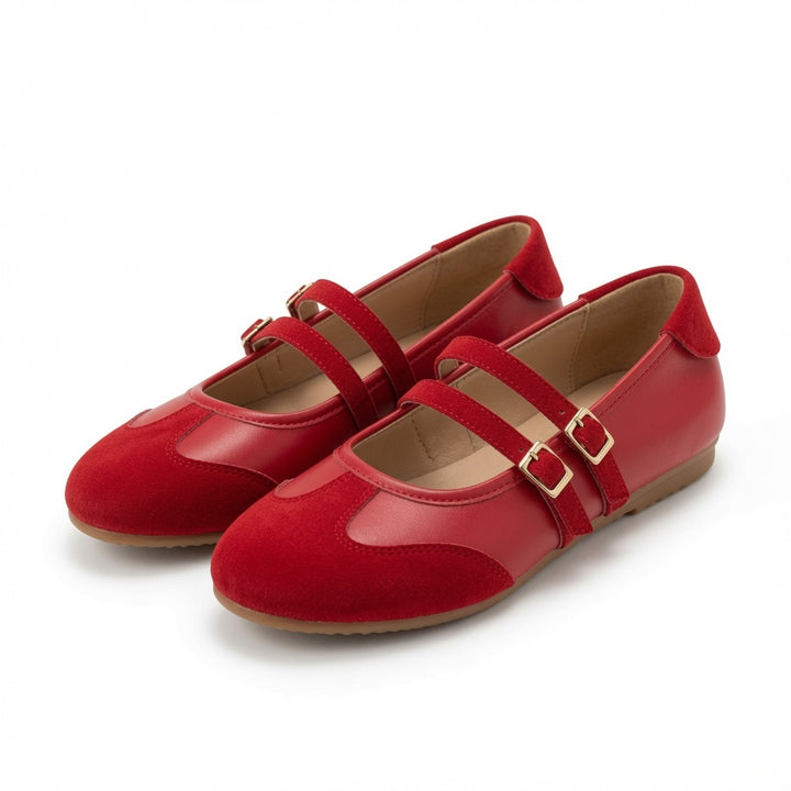Double Buckle Mary Jane Flats