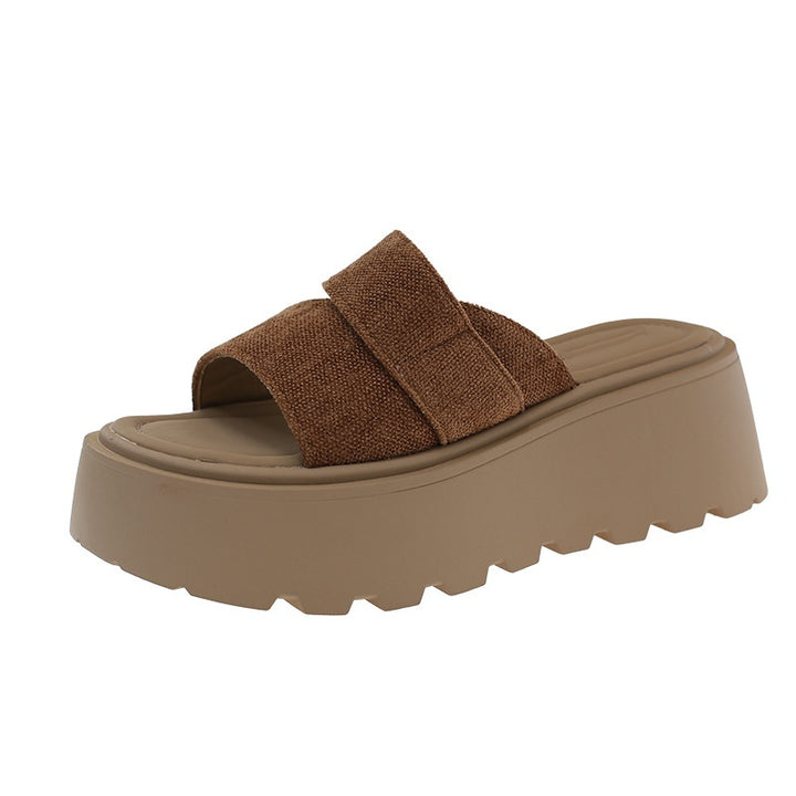 Platform Buckle Slide Sandals