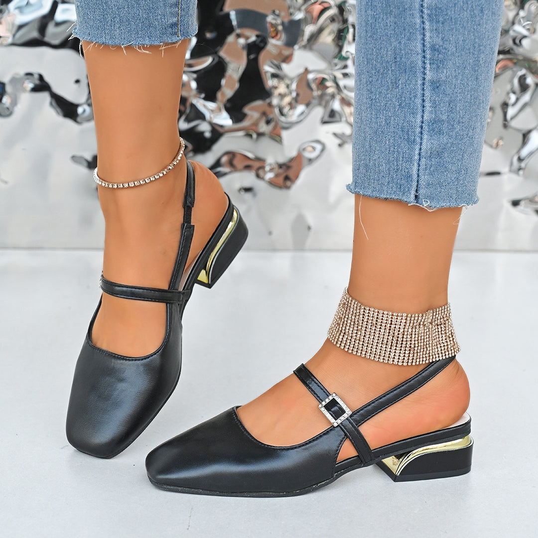 Pointed Toe Mary Jane Chunky Heels
