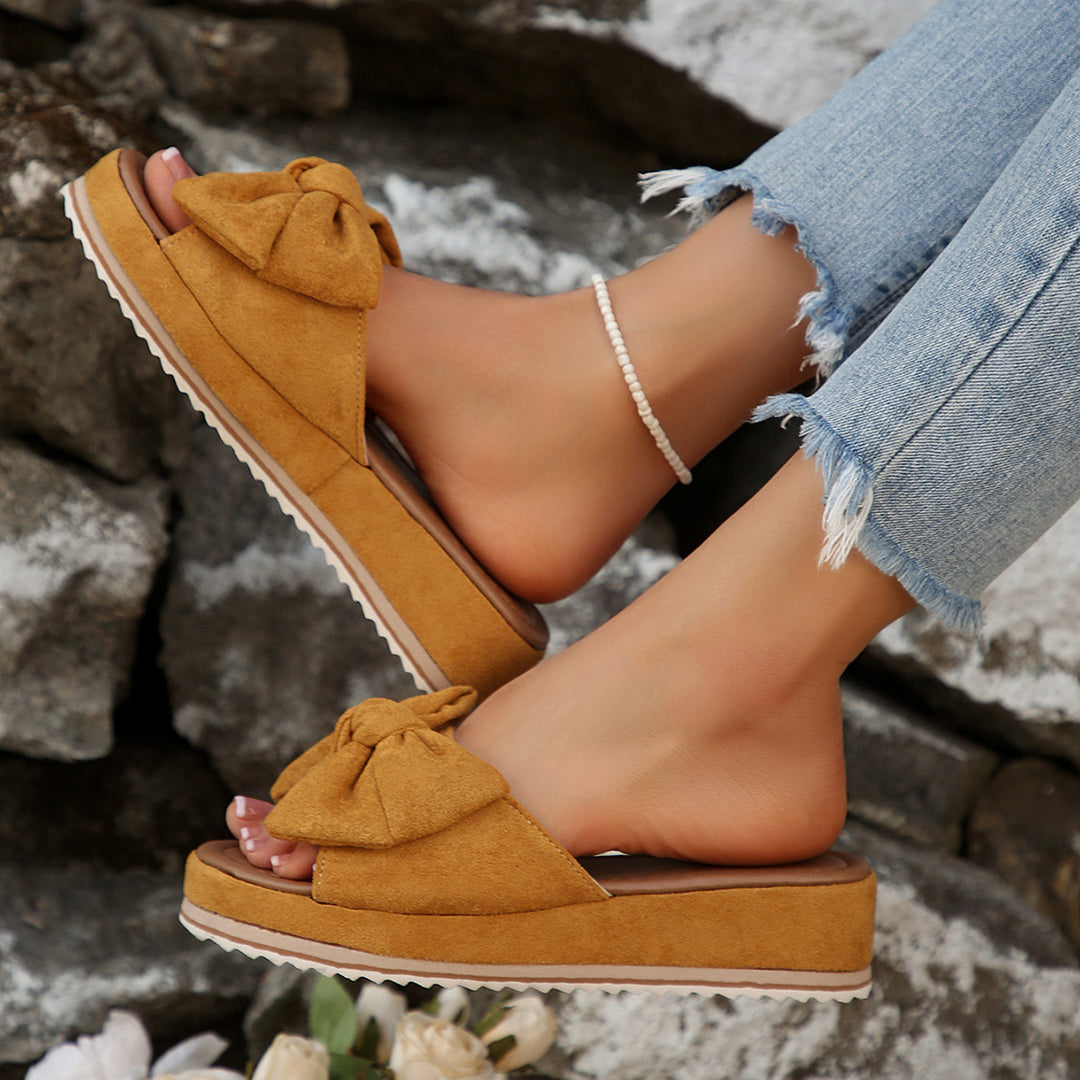 SUNKISSEDSTEP Women’s Wedge Bow Slide Sandals (US 5.5–9.5)