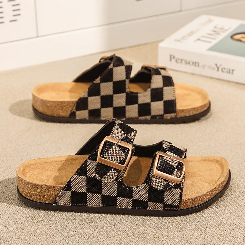 SUNKISSEDSTEP Women’s &amp; Men’s Coastal Cork Double-Buckle Slides (US 6–11)