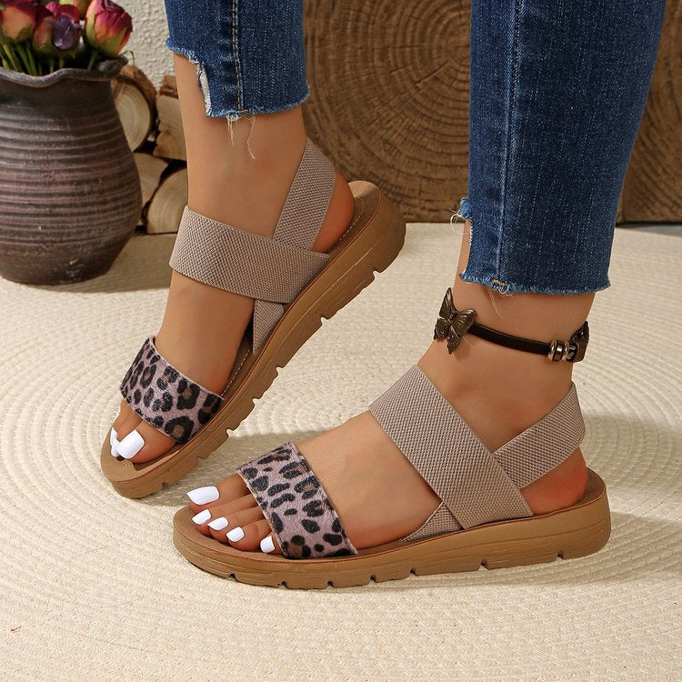 Leopard Accent Comfort Sandals