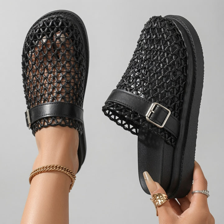 SUNKISSEDSTEP Women’s Woven Mesh Closed-Toe Platform Slides (US 5.5–9.5)
