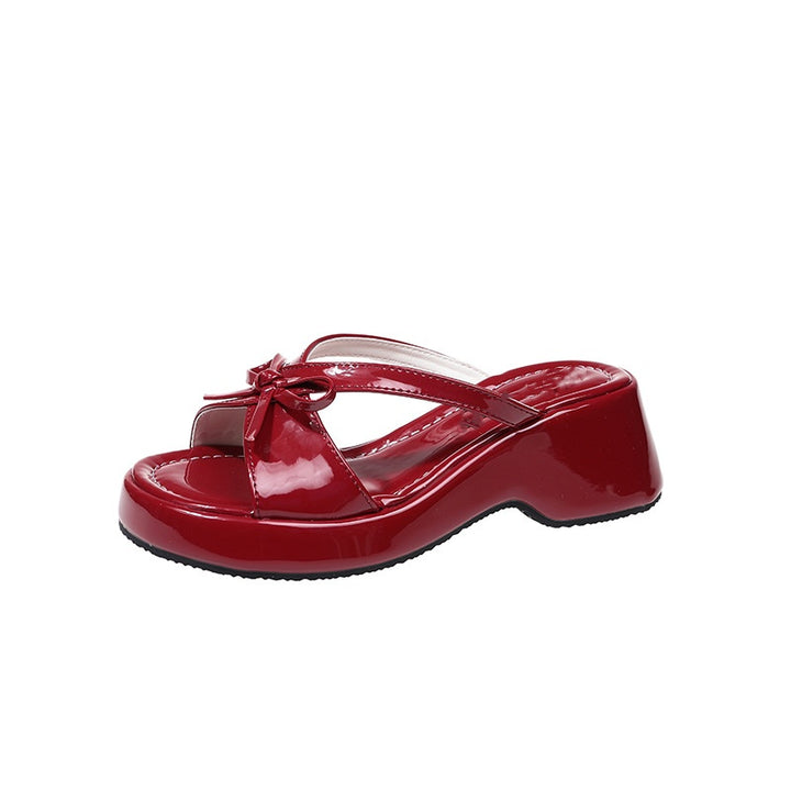 Bow Platform Slide Sandals