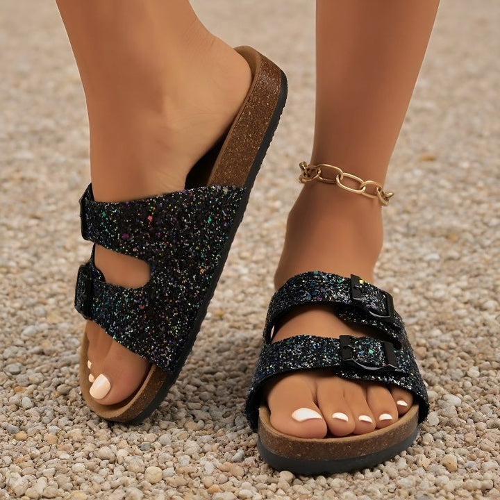 SUNKISSEDSTEP Women’s &amp;amp; Men’s Coastal Cork Double-Buckle Slides (US 5.5-10)