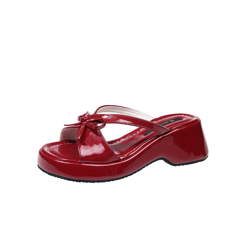 Bow Platform Slide Sandals