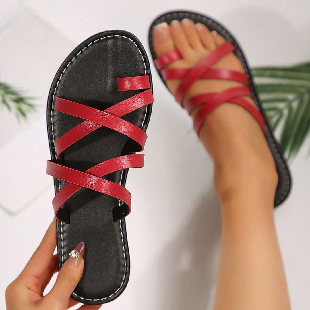 SUNKISSEDSTEP Women’s Coastal Cross-Strap Flip-Flop Sandals (US 6–9.5)