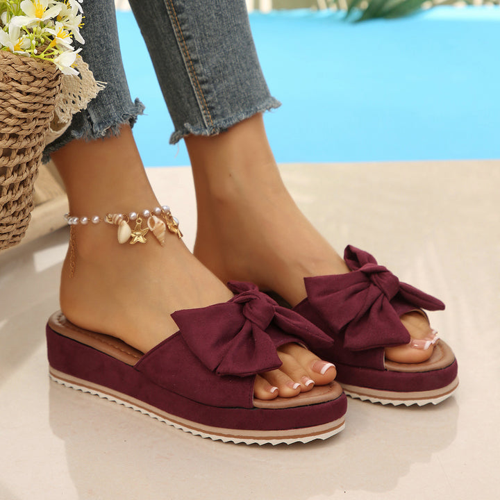SUNKISSEDSTEP Women’s Wedge Bow Slide Sandals (US 5.5–9.5)