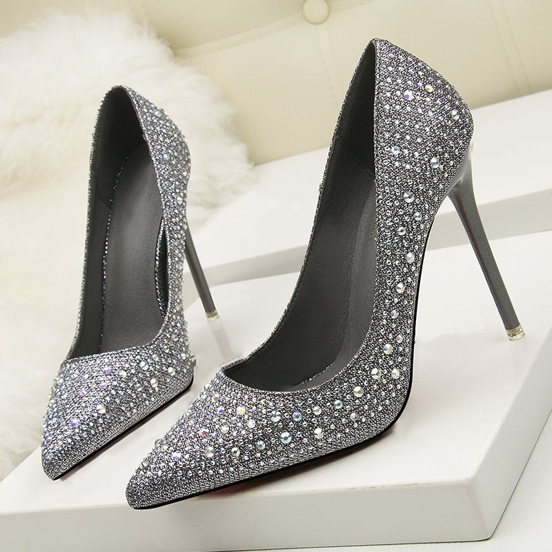 Crystal Pointed Toe Stiletto Pumps