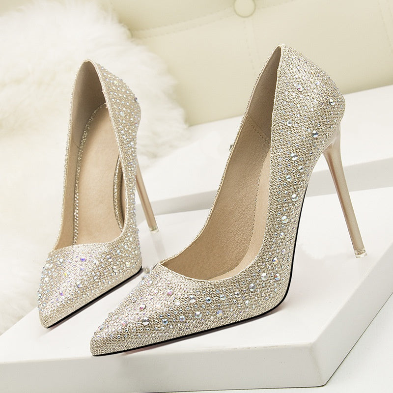 Crystal Pointed Toe Stiletto Pumps