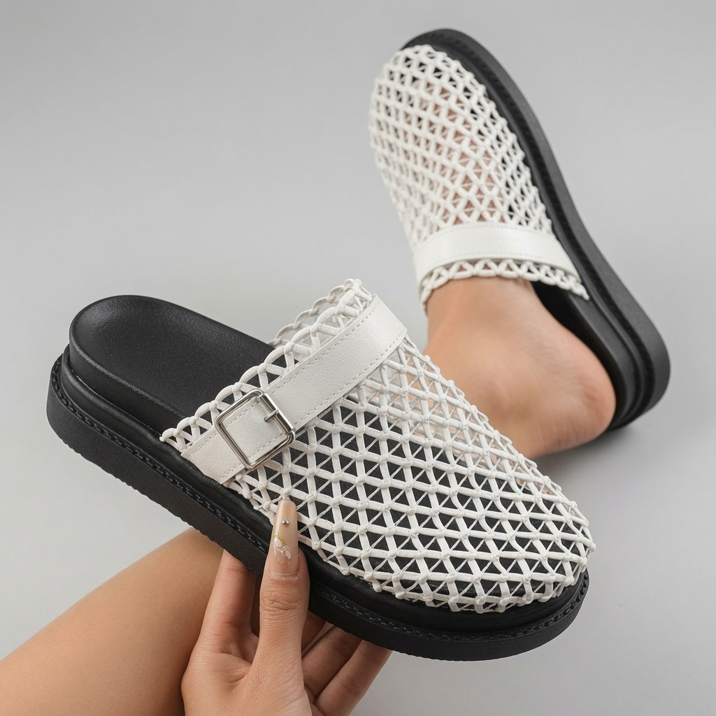 SUNKISSEDSTEP Women’s Woven Mesh Closed-Toe Platform Slides (US 5.5–9.5)
