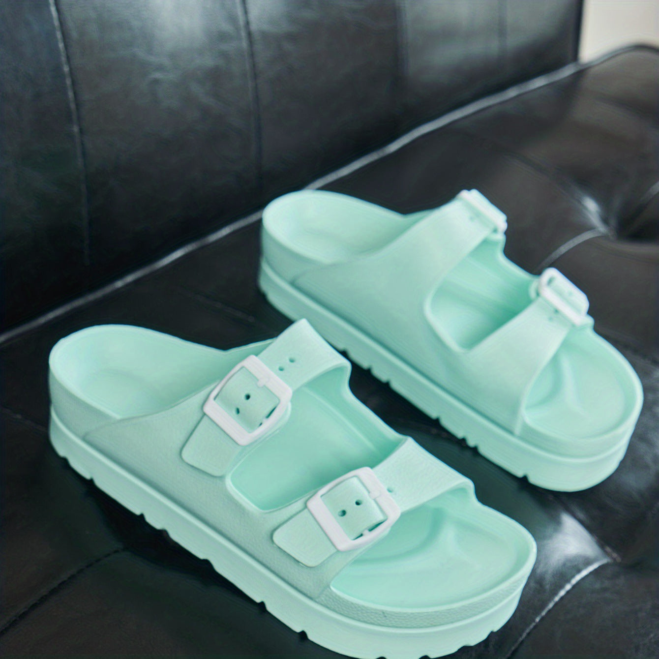 SUNKISSEDSTEP Women’s Double-Buckle Comfort Platform Sandals (US 6–8.5)