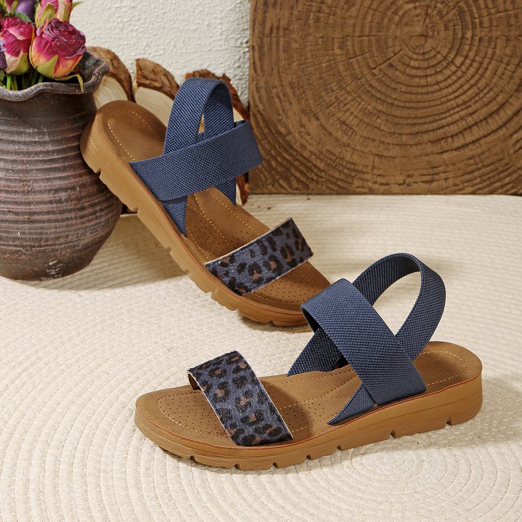 Leopard Accent Comfort Sandals