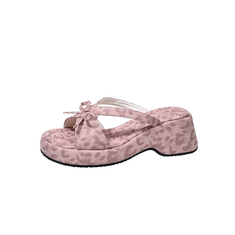 Bow Platform Slide Sandals