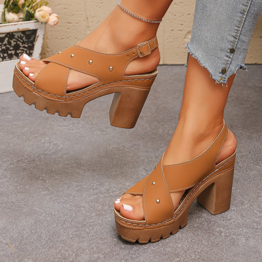 SUNKISSEDSTEP Women’s Block Heel Sandals (US 5.5–9.5)