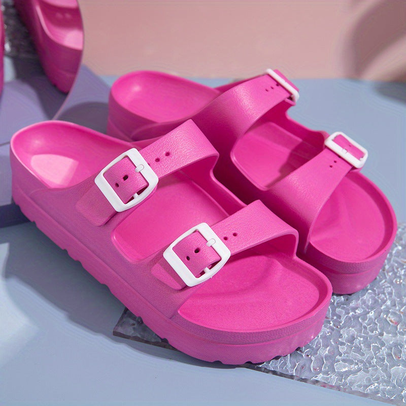 SUNKISSEDSTEP Women’s Double-Buckle Comfort Platform Sandals (US 6–8.5)