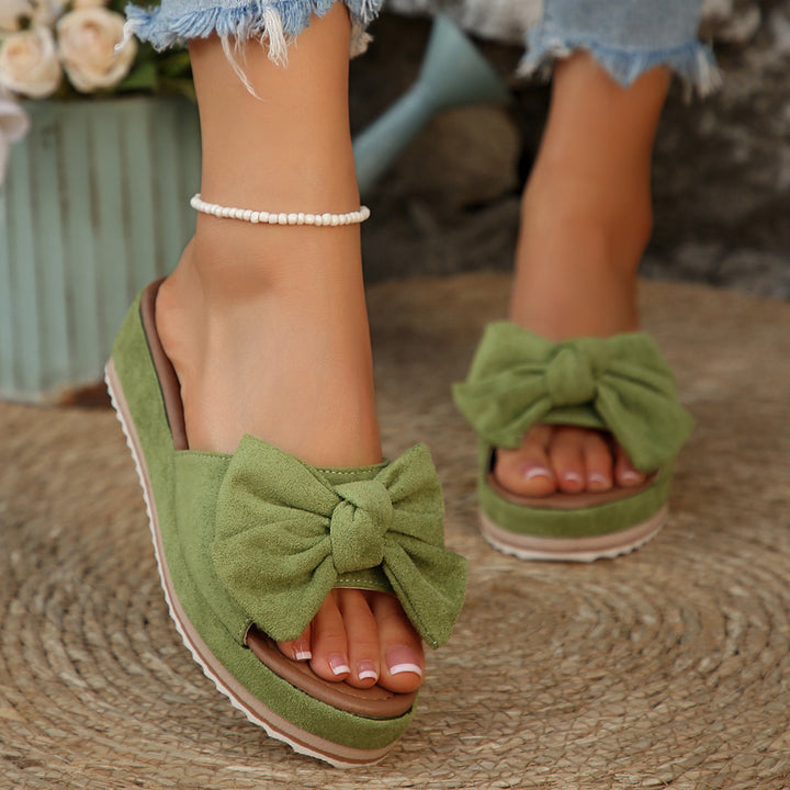 SUNKISSEDSTEP Women’s Wedge Bow Slide Sandals (US 5.5–9.5)