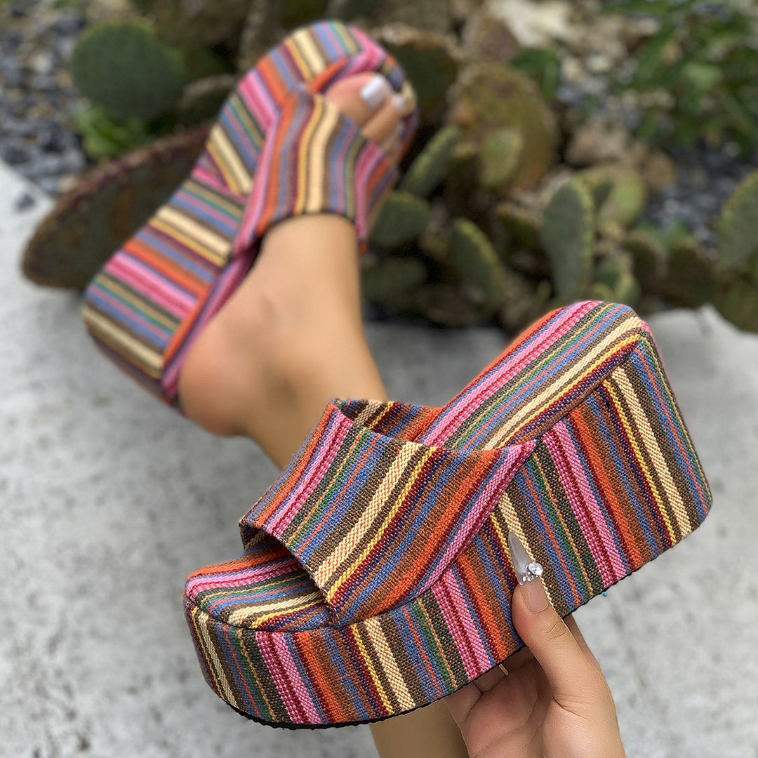 SUNKISSEDSTEP Women’s Luna Platform Wedge Slides