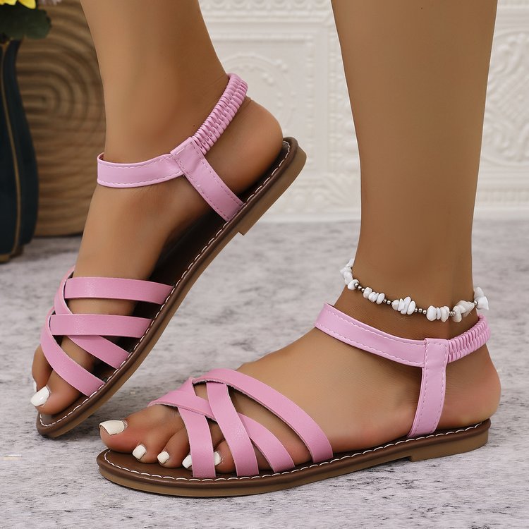 SUNKISSEDSTEP Women’s Elastic Back Strap Flat Sandals (US 6–9.5)