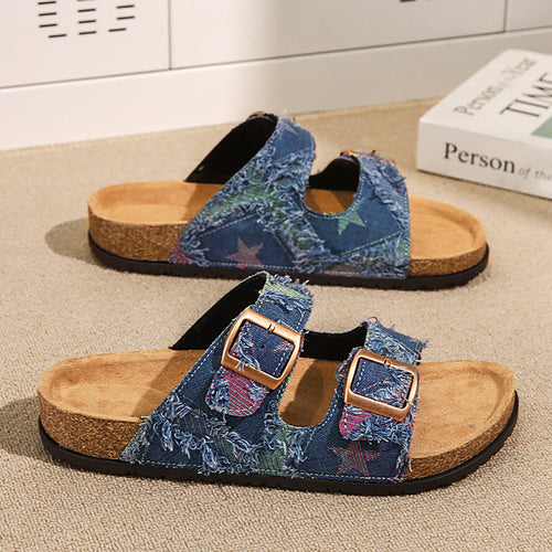 SUNKISSEDSTEP Women’s &amp; Men’s Coastal Cork Double-Buckle Slides (US 6–11)