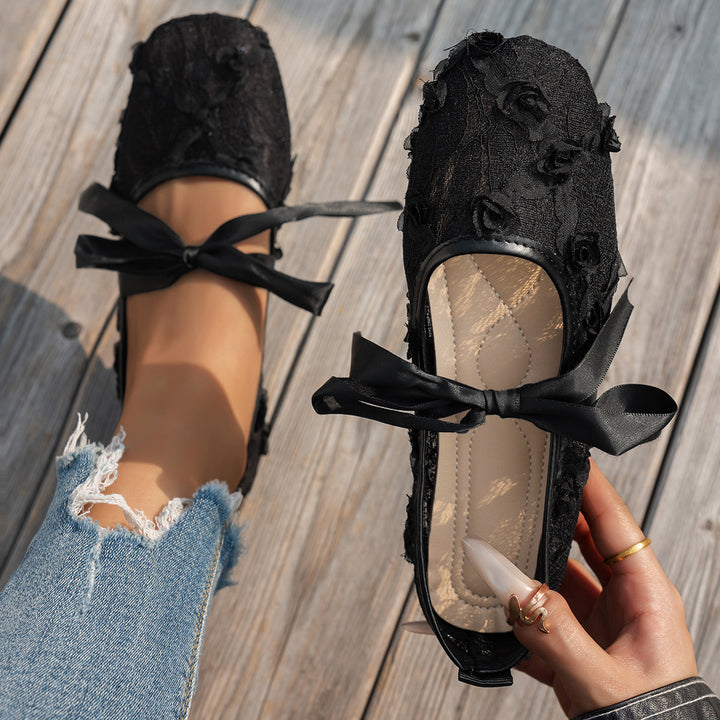 SUNKISSEDSTEP Women’s Floral Mesh Mary Jane Flat Shoes