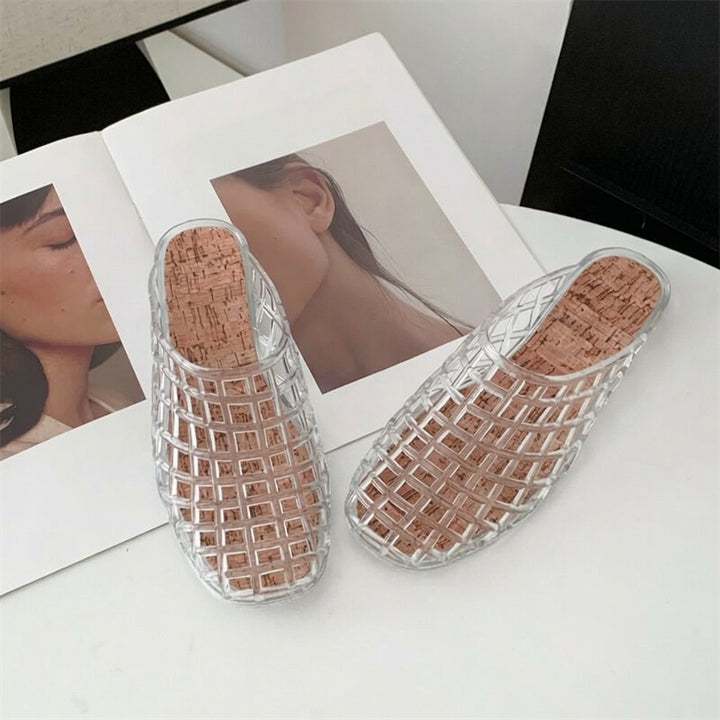 Square Toe Jelly Mule Sandals