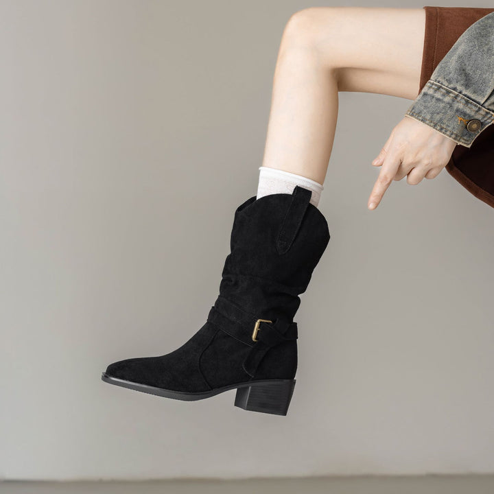 Suede Western Ankle Boots