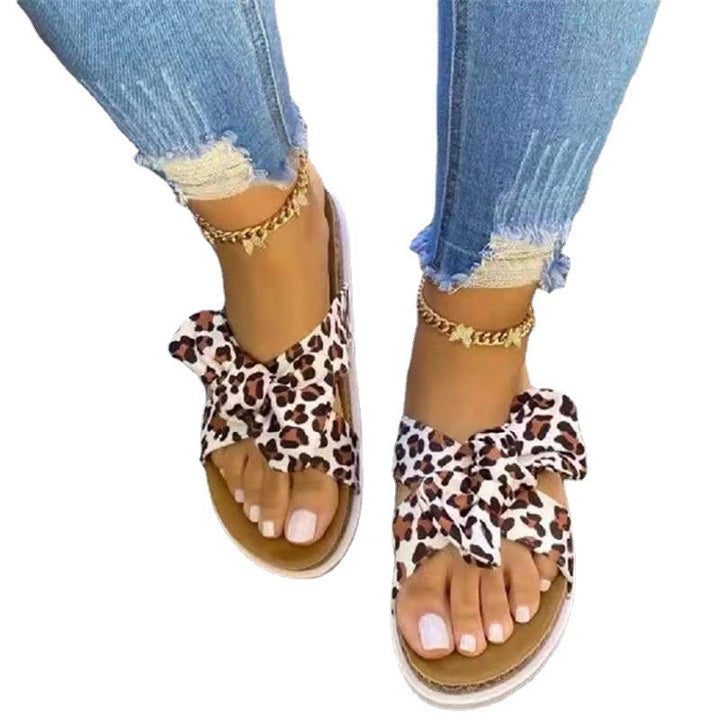 SUNKISSEDSTEP Women’s Leopard Bow Comfort Slides (US 5.5–9.5)