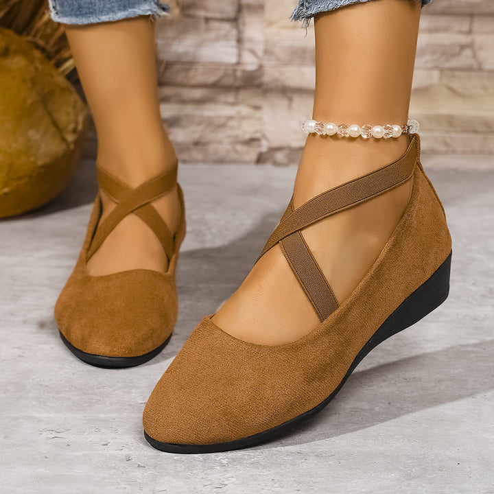 Pointed Toe Suede Wedge Flats