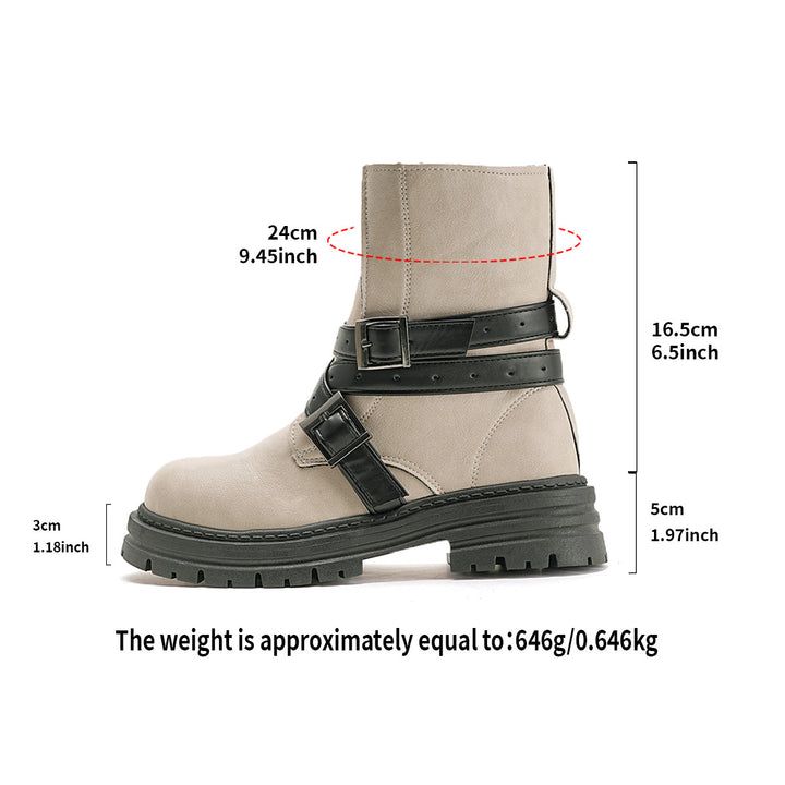 SUNKISSEDSTEP Women’s Buckled Platform Chelsea Ankle Boots