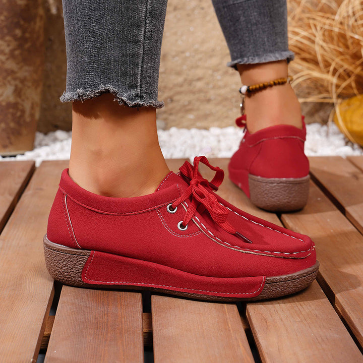 SUNKISSEDSTEP Women’s SoftLeather Platform Walking Shoes
